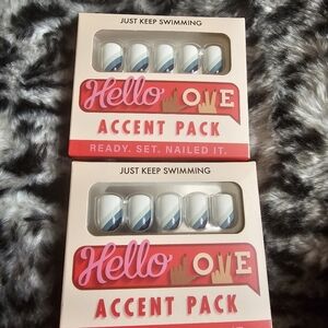 Just Keep Swimming Blue and White Press-On Nails